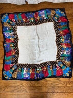 Echo Silk Scarf rope tassel print Accents vintage 1990’s